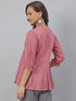 Pink Cotton Embroidered Fit and Flared Top